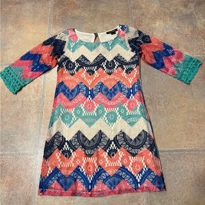 My Michelle Multicolor Chevron Kids Dress